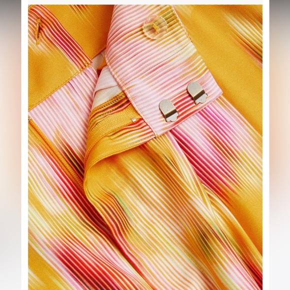 Ted Baker London Hitako Wide Leg Trousers Orange print US Size 12 New with tags - Picture 6 of 8